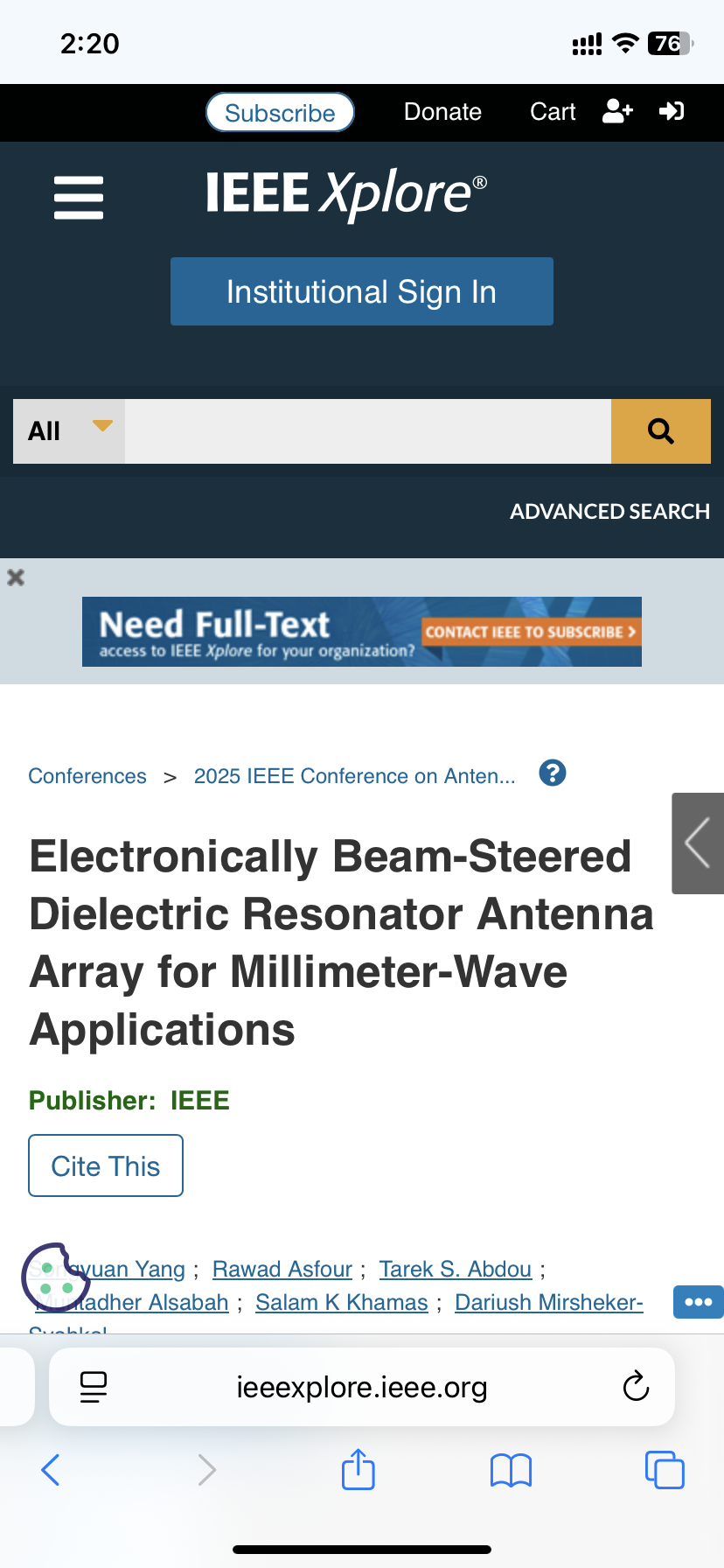 Electronically Beam-Steered Dielectric Resonator Antenna Array for Millimeter-Wave Applica